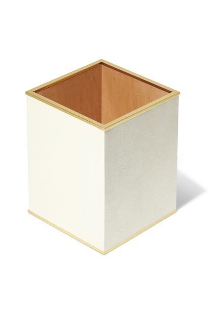 AERIN - Classic Embossed Shagreen Wastebasket - Cream