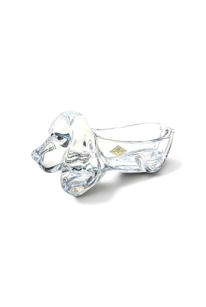 Vintage Crystal Basset Hound Dog Catch All - Bowl - L23xH6 - France