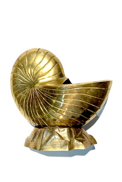 Vintage Mid Century Modern Brass Nautilus Shell Planter