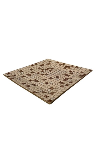 Vintage 1960 - 1970's Vintage Mosaic Tray or Plate - White, Brown and Cream Mosaic Stones - D2x H6cm 1960 - 1970