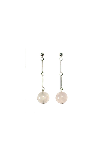 2 by Lyn & Tony - CODA FQ Rose Quartz Sphere Sterling Silver Earrings - Handcrafted in Australia