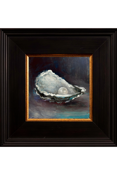 Garth Nichol - White Pearl (On Teal), 2026 - Oil on dibond - 18x18cm framed