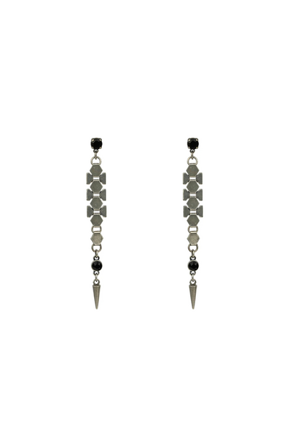Elphin Lane - Dylan Spike Earrings - Jet Antique Silver