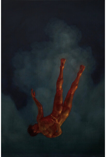 SOLD - Liam Nunan - A body coming down, 2026 - Oil on canvas - 110x75cm