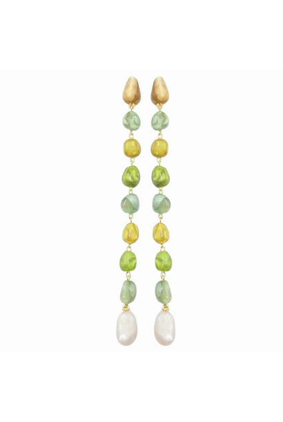 Dominique Denaive - Marita Long Clip On Earrings Multi Grass - Paris