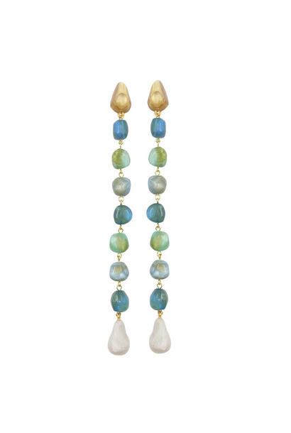 Dominique Denaive - Marita Long Clip On Earrings Multi Sky - Paris