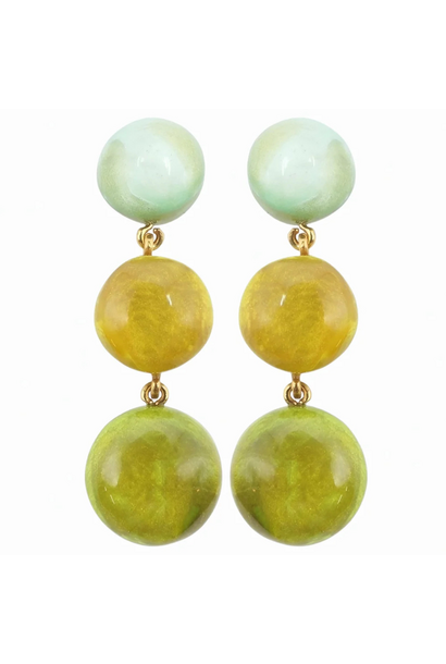 Dominique Denaive - Lizzy Trio Bead Clip on Earrings Multi Grass - Paris