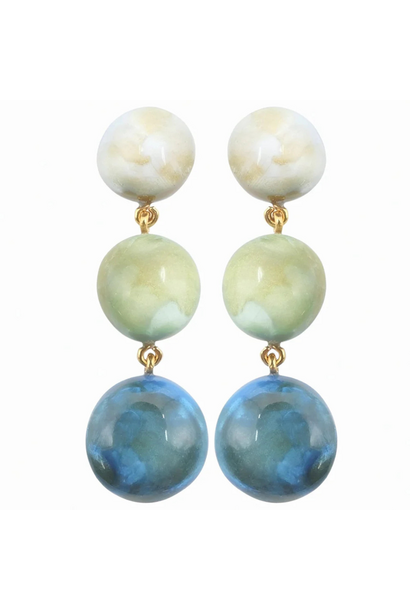 Dominique Denaive - Lizzy Trio Bead Clip on Earrings Multi Sky - Paris