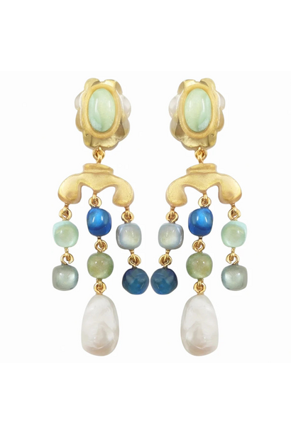 Dominique Denaive - Brice Tassel Clip on Earrings Multi Sky - Paris