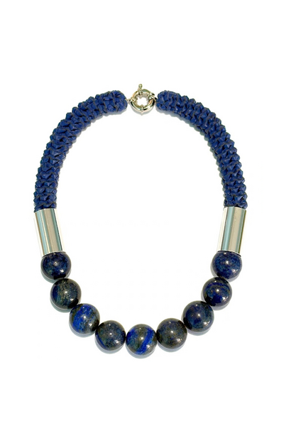2 by Lyn & Tony - Lapis Lazuil Sphere Neckpiece with Kangaroo Leather - Handcrafted in Australia