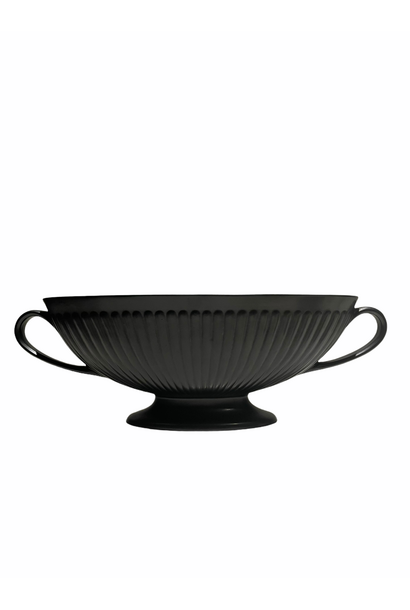 Vintage Wedgwood - Ravenstone Bateau Vase with Handles - Black - H13 x W38cm UK