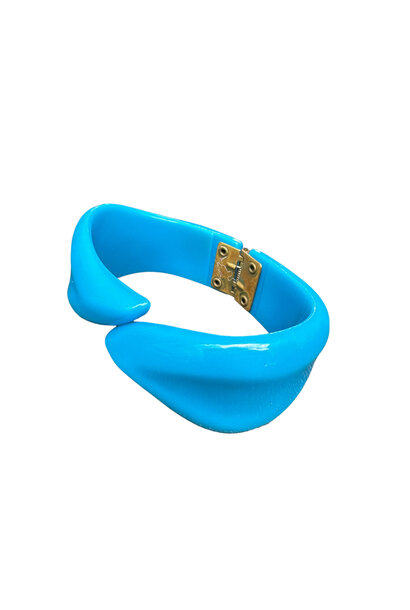 Vintage Blue Resin Clamp Bracelet  c1970 - Sourced Palm Springs