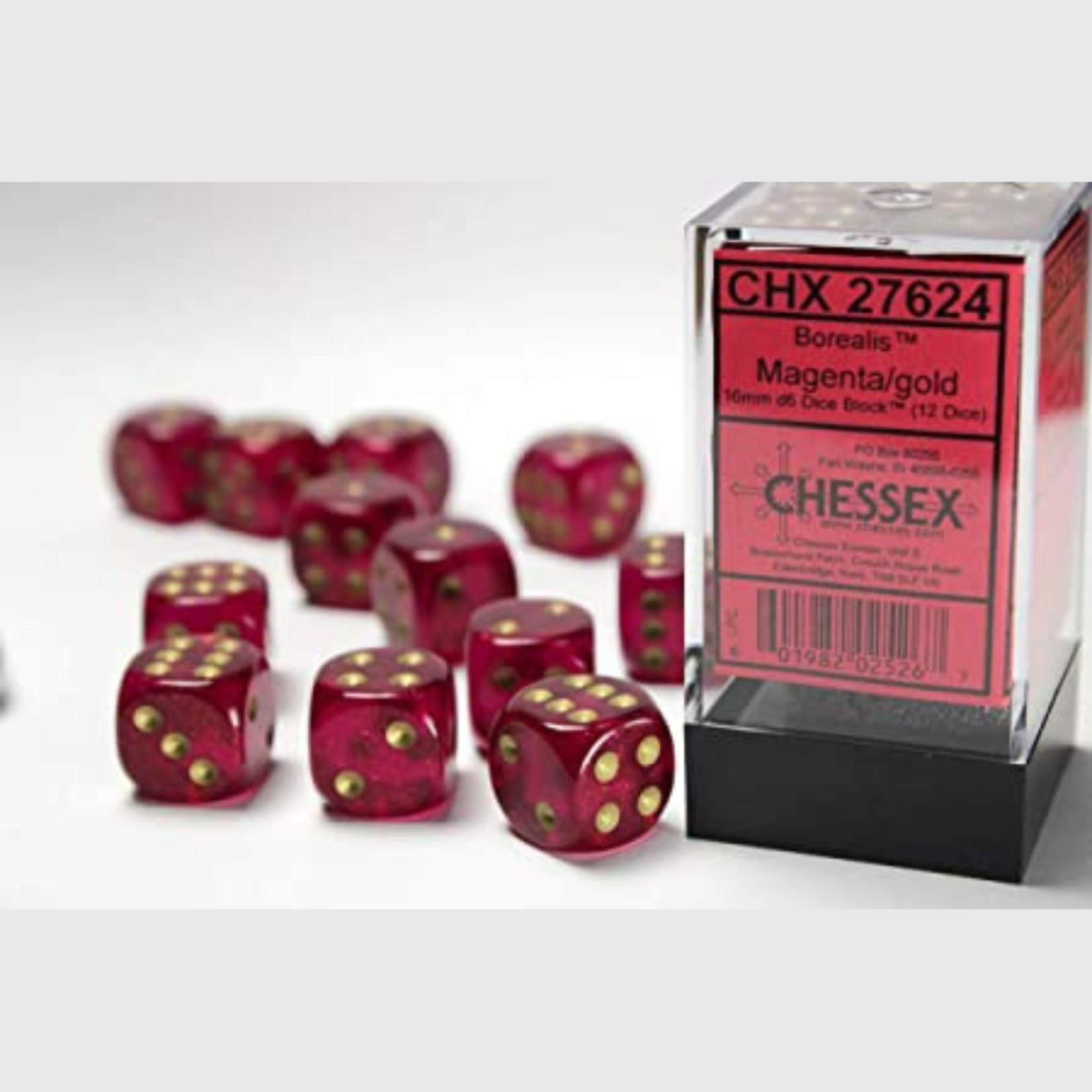 Accessoires Kit de Dés Chessex Magenta w/Gold 12D6 27624