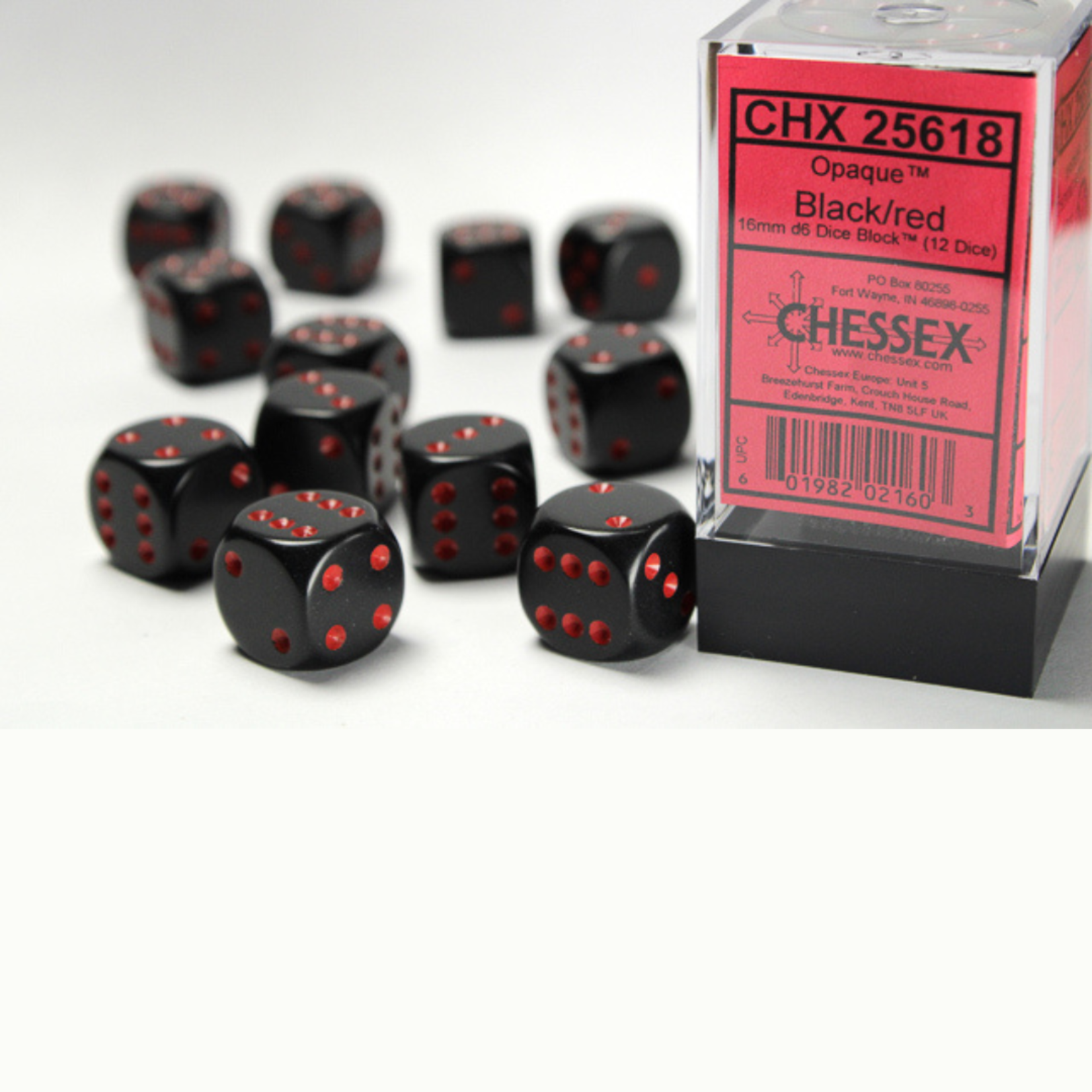 Accessoires Kit de Dés Chessex Opaque Black/Red 12d6