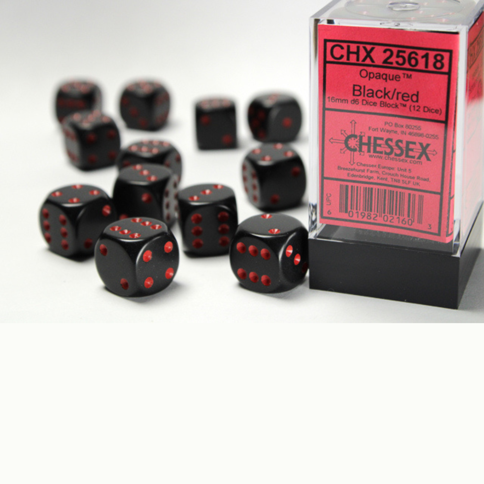 Chessex Kit de Dés Chessex Opaque Black/Red 12d6