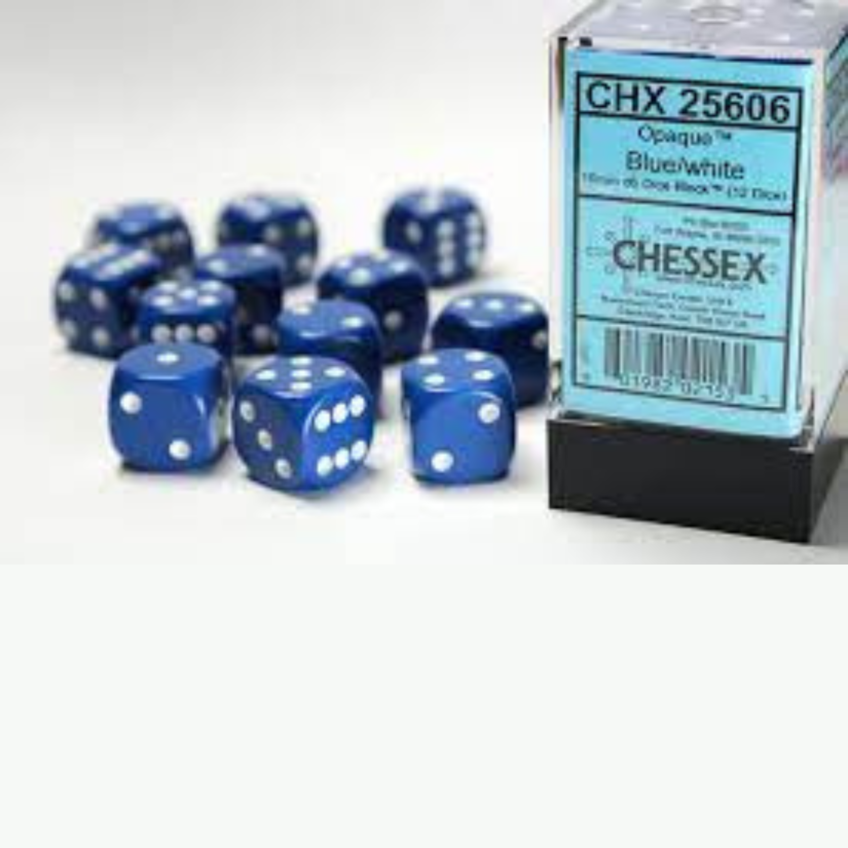 Chessex Kit de Dés Chessex Opaque Blue/White 12d6