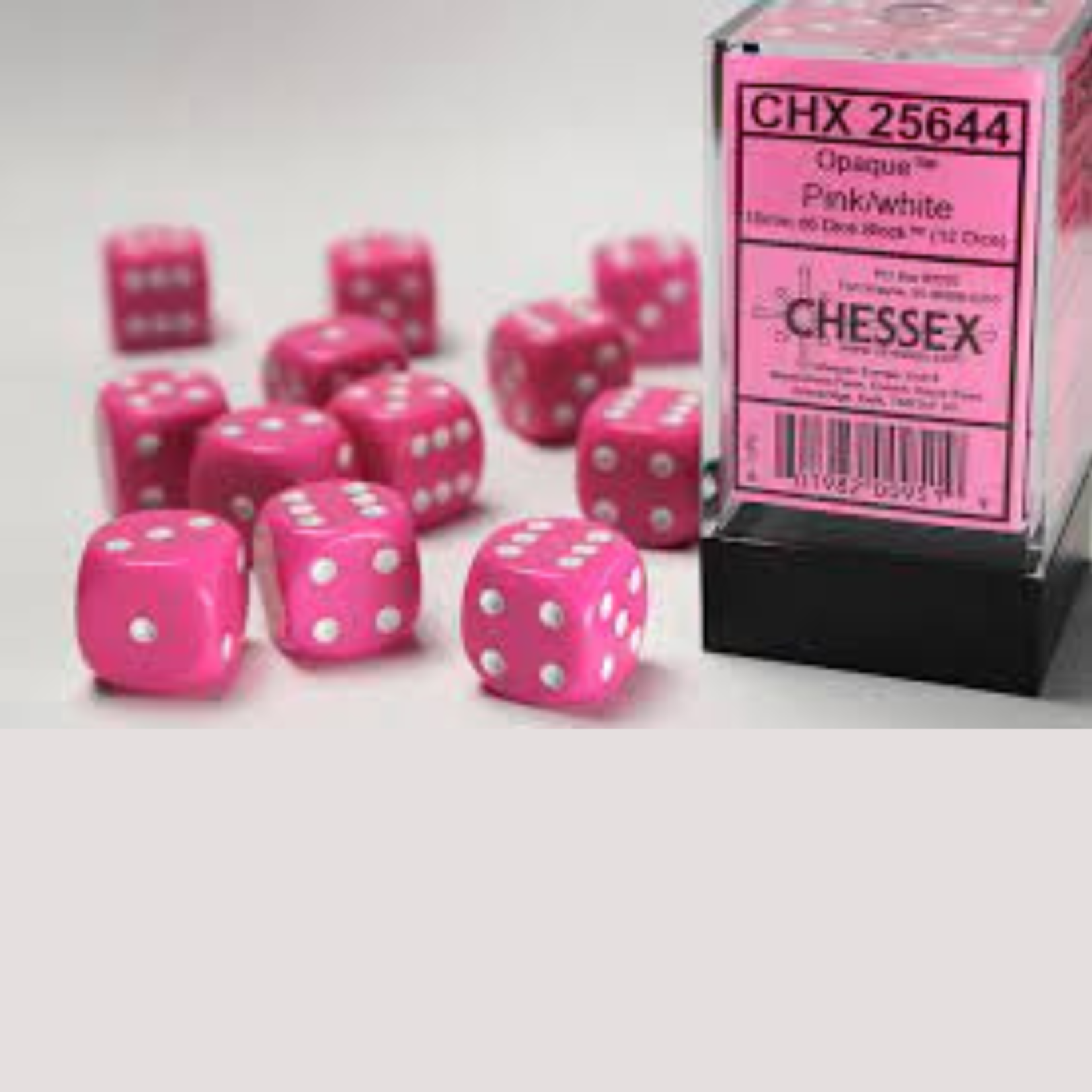 Accessoires Kit de Dés Chessex Opaque Pink/White 12d6