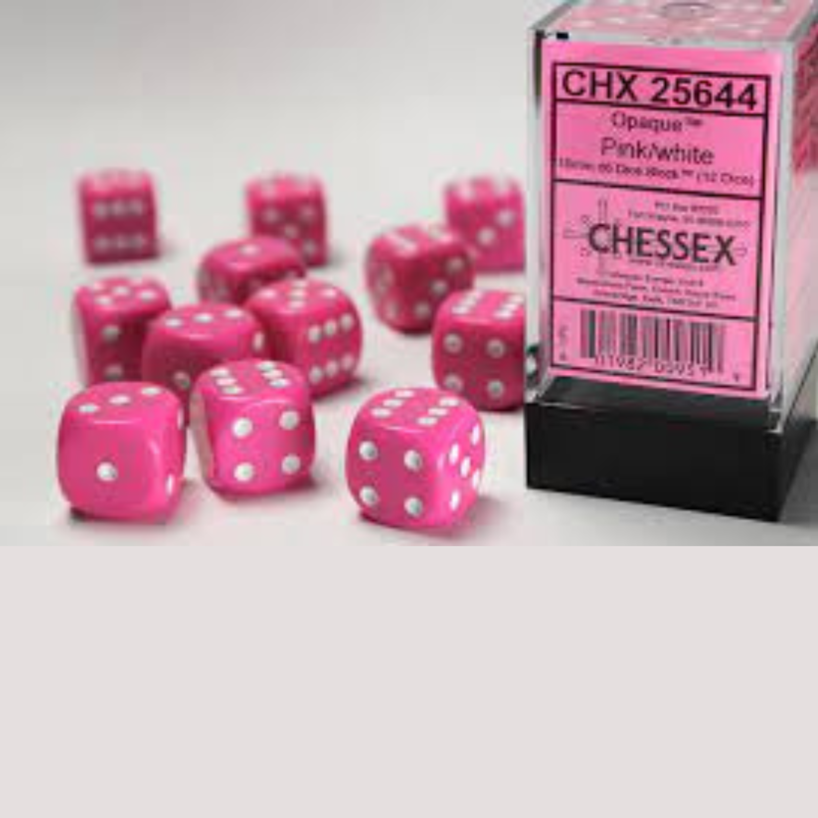 Chessex Kit de Dés Chessex Opaque Pink/White 12d6