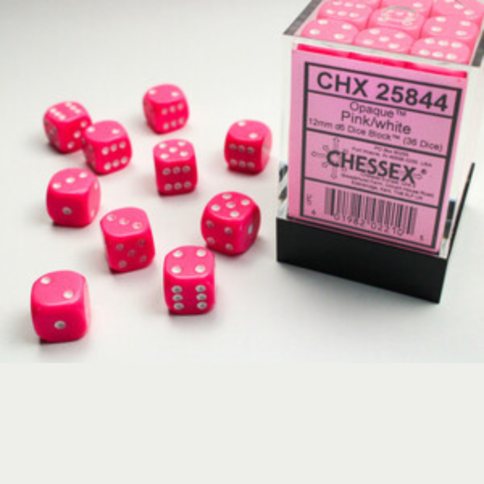 Chessex Kit de Dés Chessex Opaque Pink/White 36d6