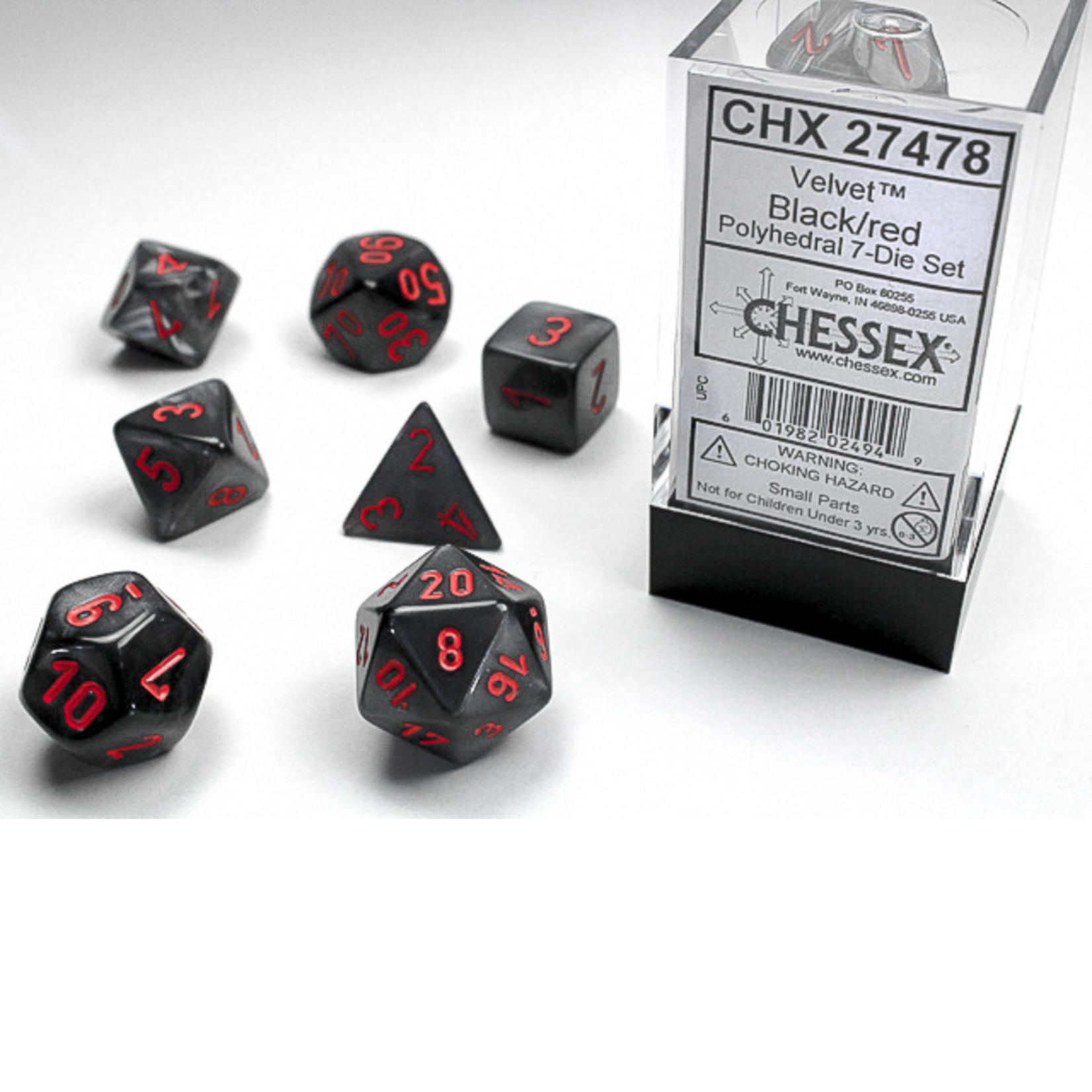 Chessex Kit de Dés Chessex Velvet Black/Red 27478 7-Die