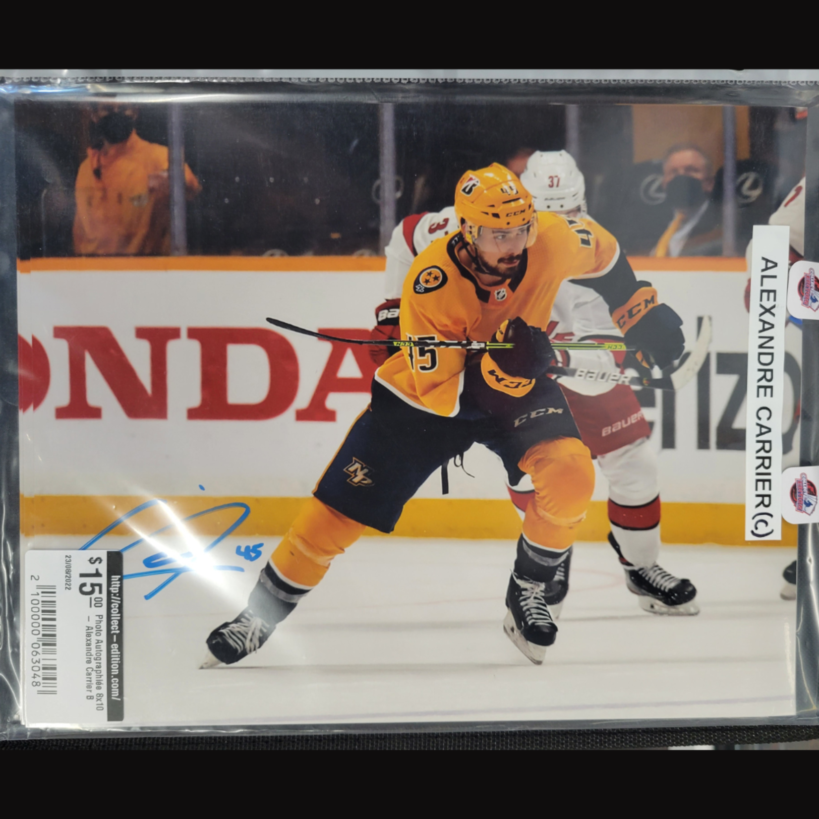 Hockey Photo Autographiée 8x10 - Alexandre Carrier C