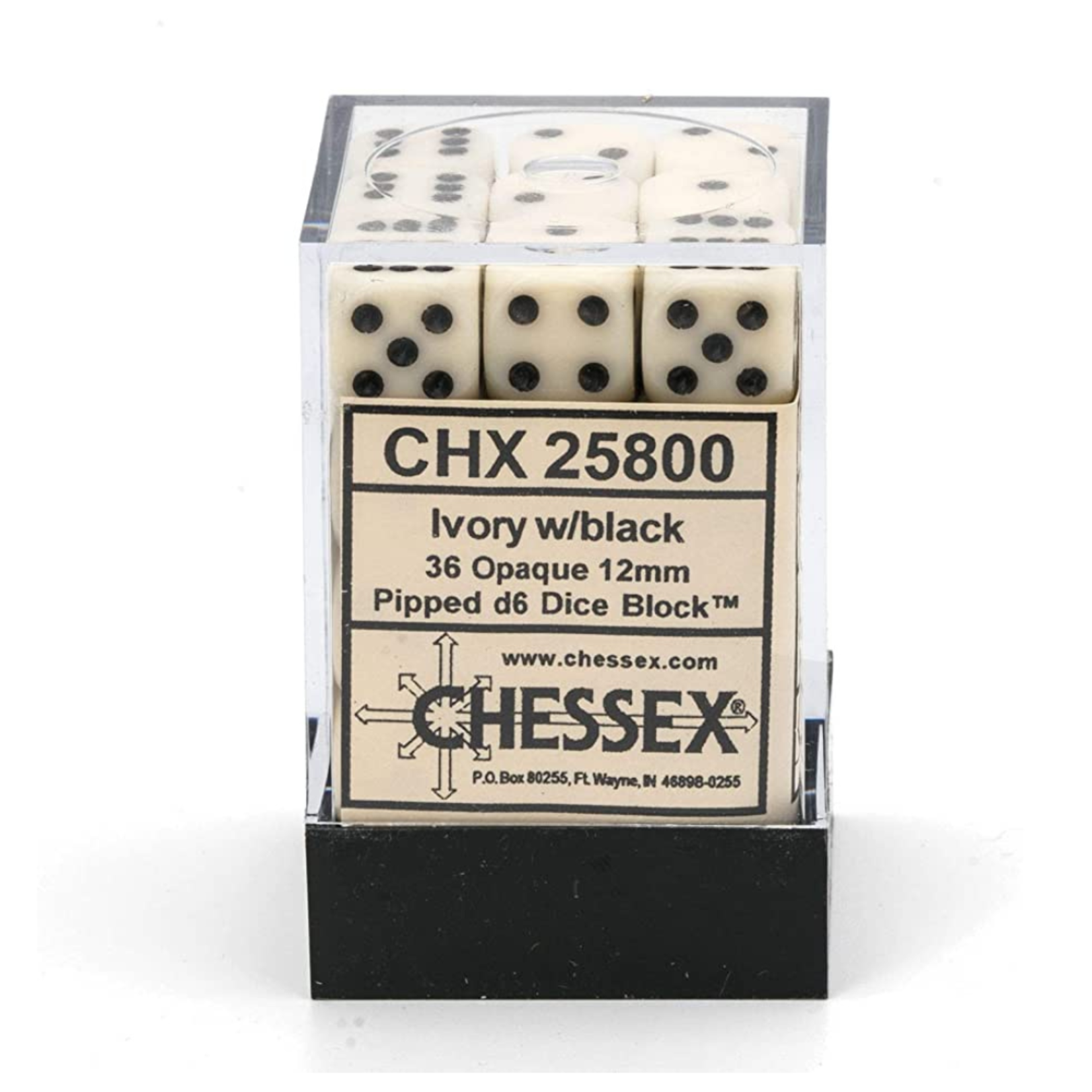 Accessoires Kit de Dés Chessex Opaque Ivory/Black 36d6