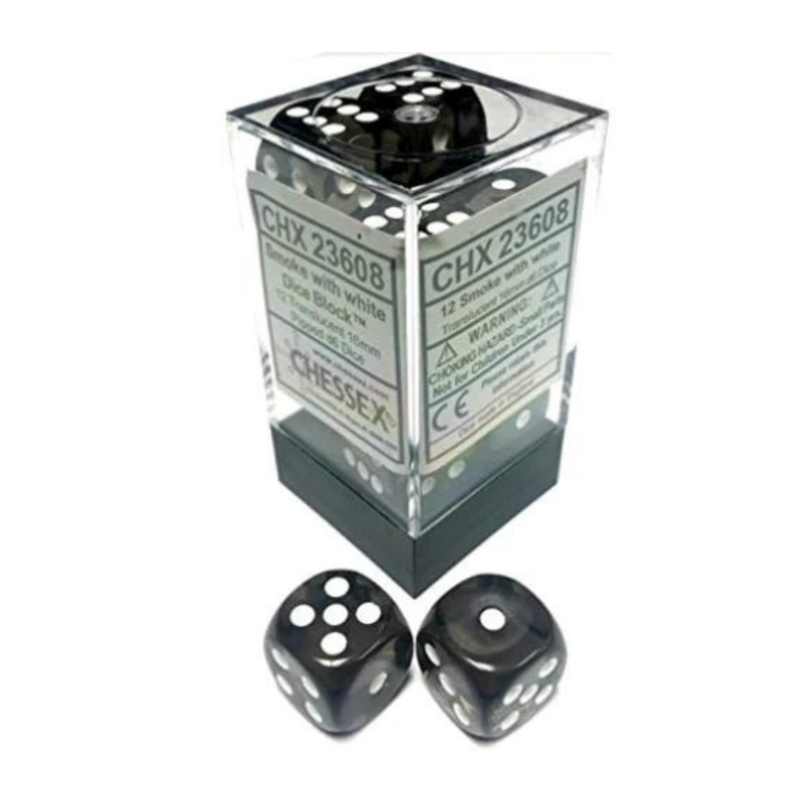 Accessoires Kit de Dés Chessex Translucent Smoke/White 12d6