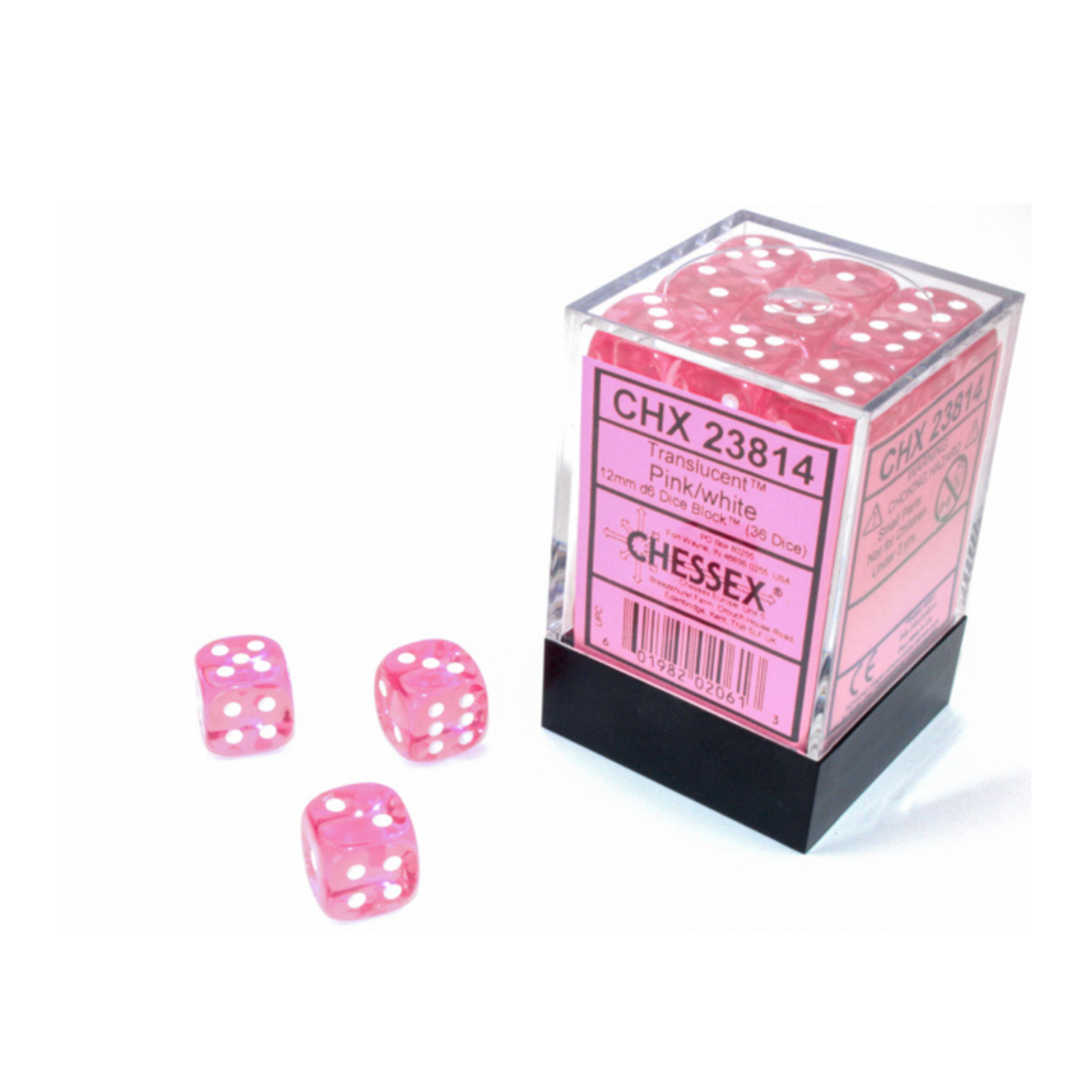 Chessex Kit de Dés Chessex Translucent Pink/White 36d6