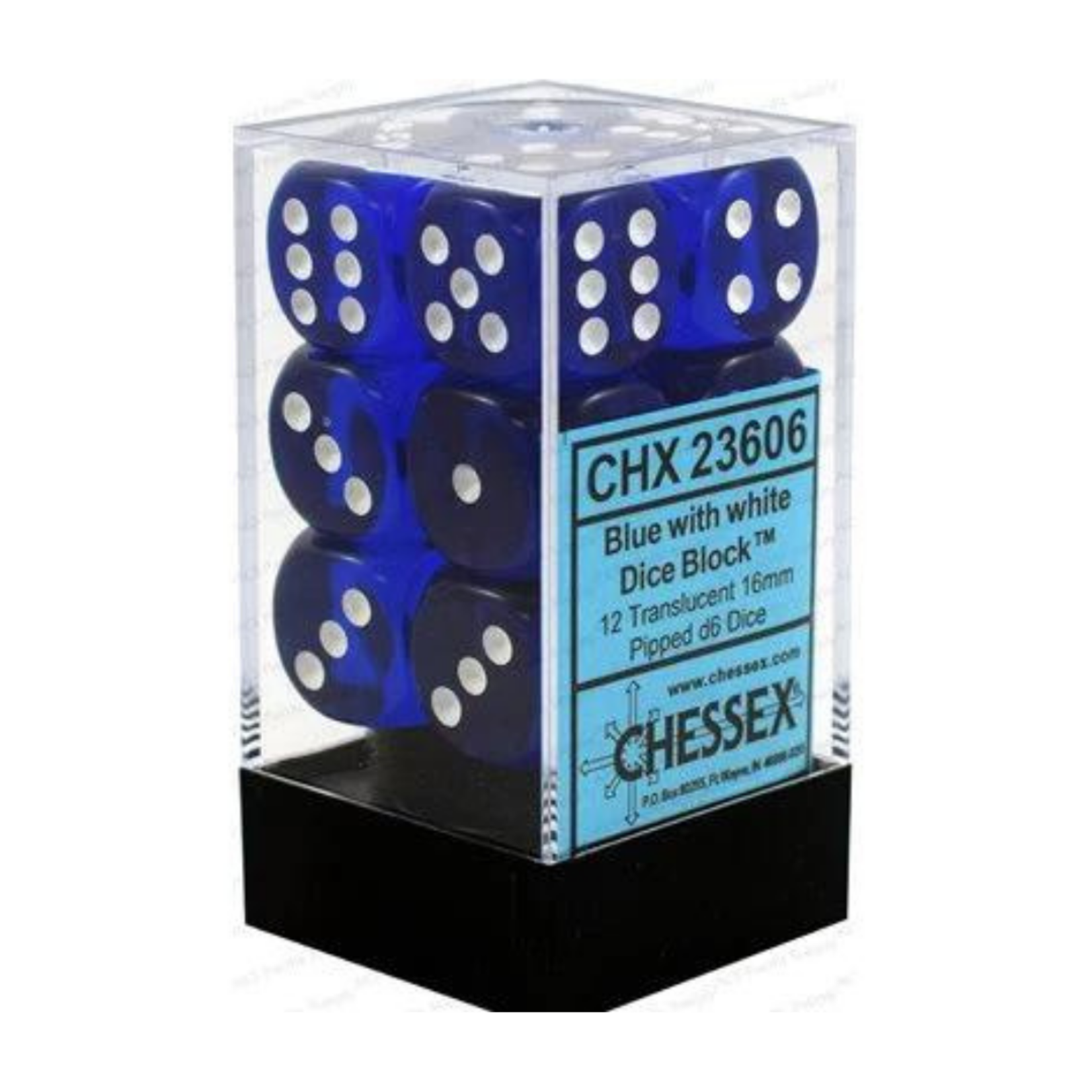 Accessoires Kit de Dés Chessex Translucent Blue/White 12d6