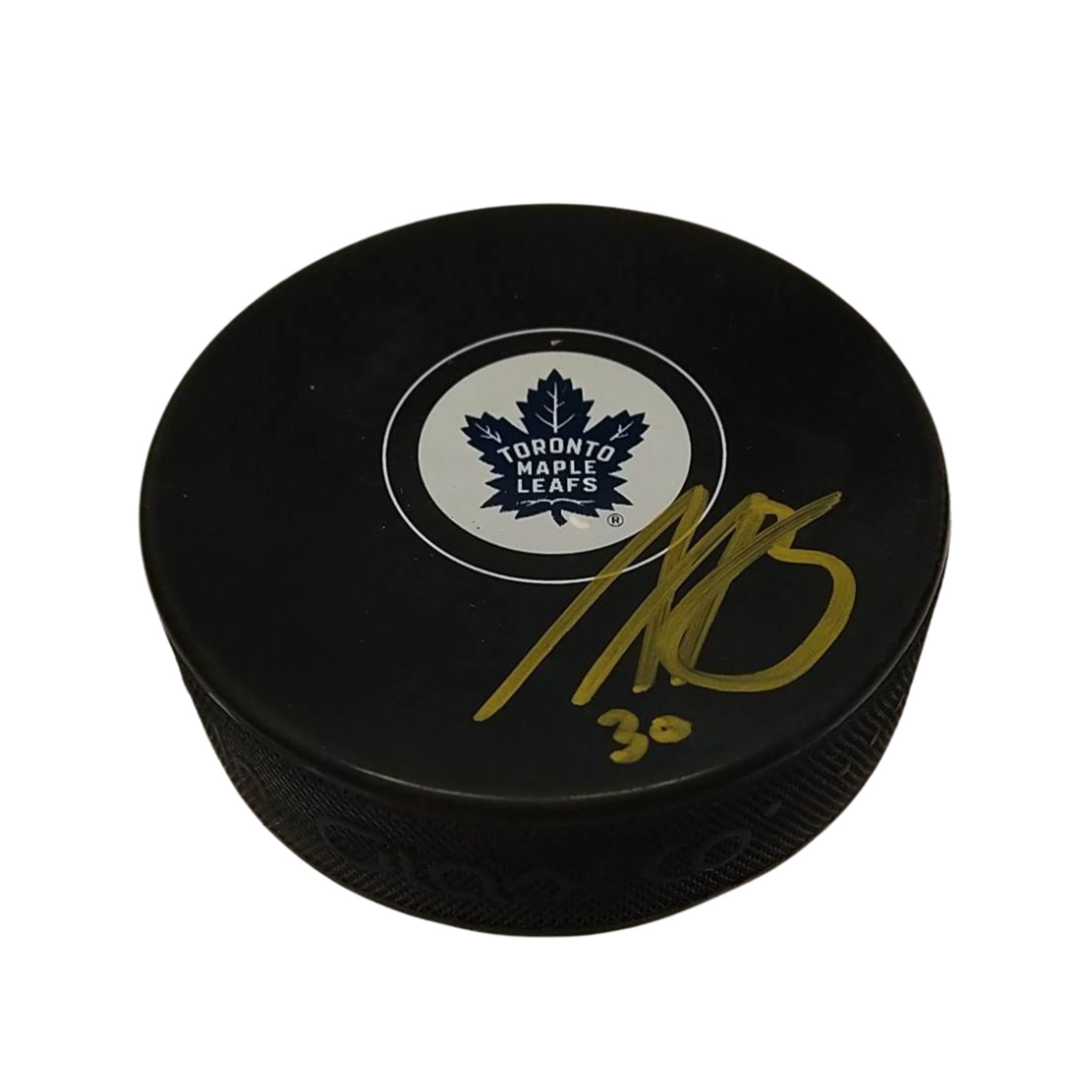 Rondelle Autographiée - Antoine Bibeau - Maple Leafs (Gold)