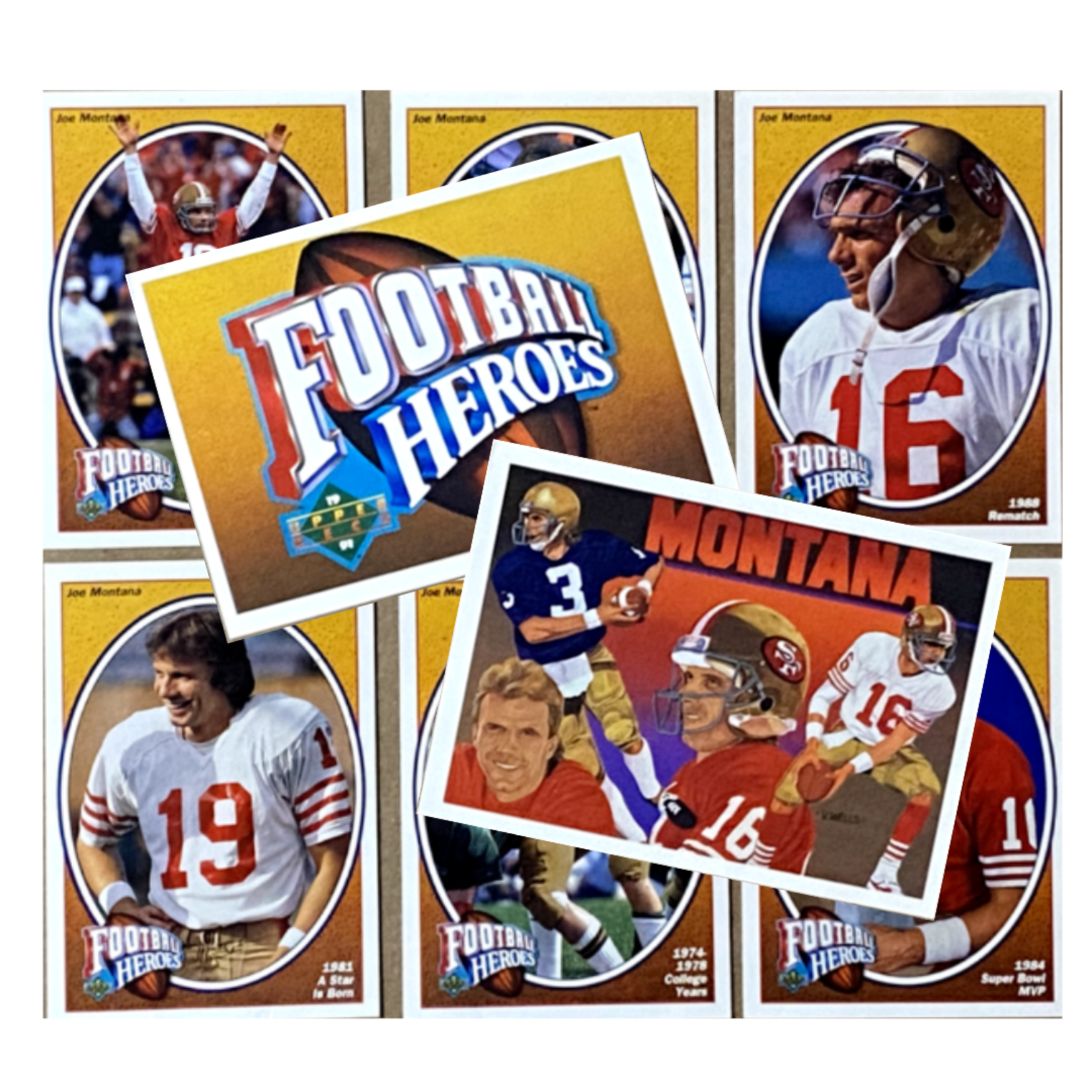 Football Football - Complete Set - 1991 Upper Deck Heroes Joe Montana (10 cards)