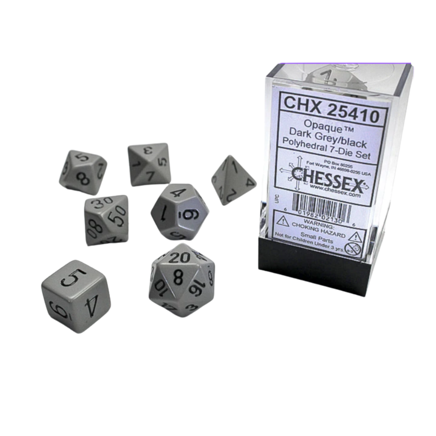 Chessex Kit de Dés Chessex Opaque Dark Gray/Black 7-Die