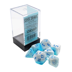 Accessoires Kit de Dés Chessex Gemini Pearl Turquoise-White/Blue 7-Die