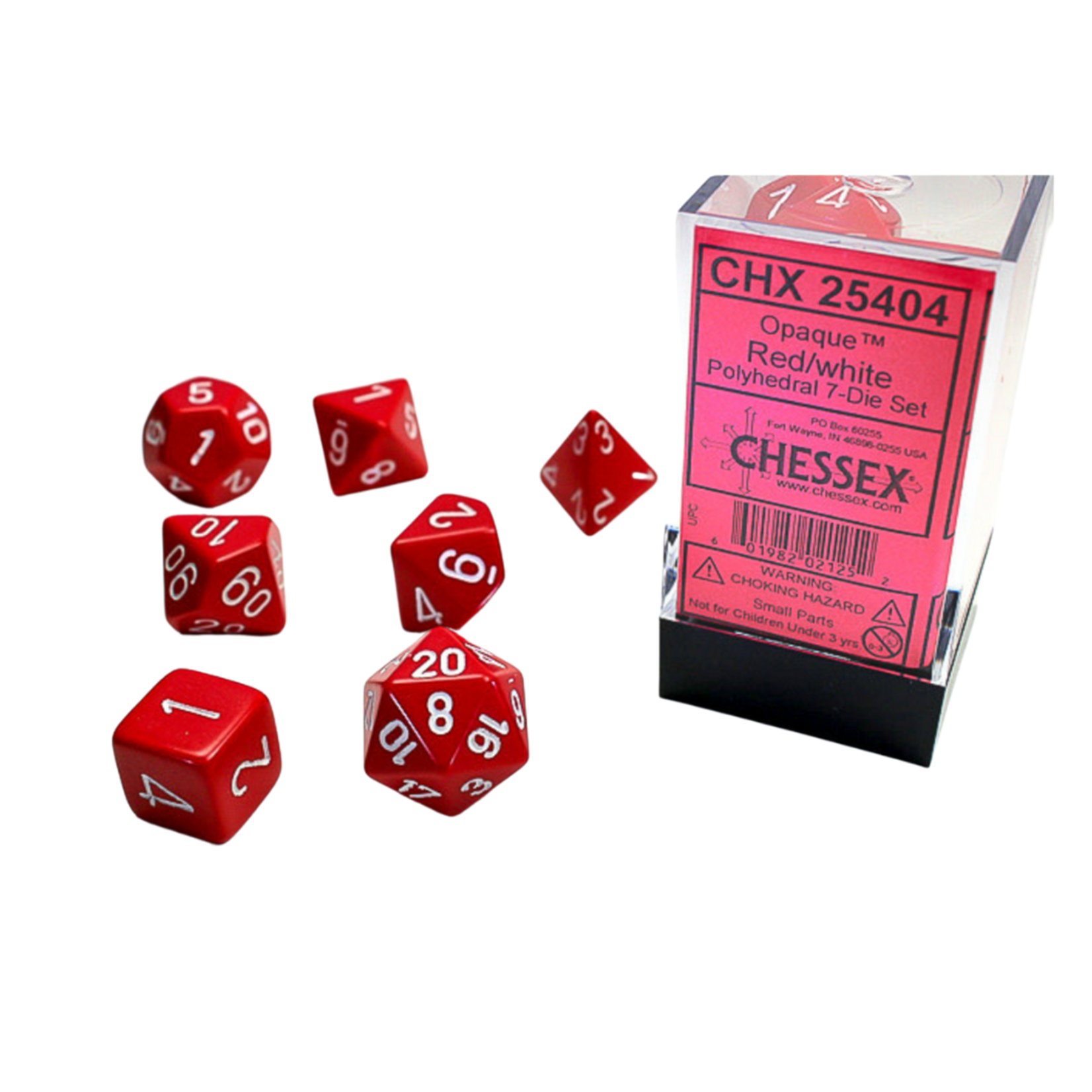 Accessoires Kit de Dés Chessex Opaque Red/White 7-Die