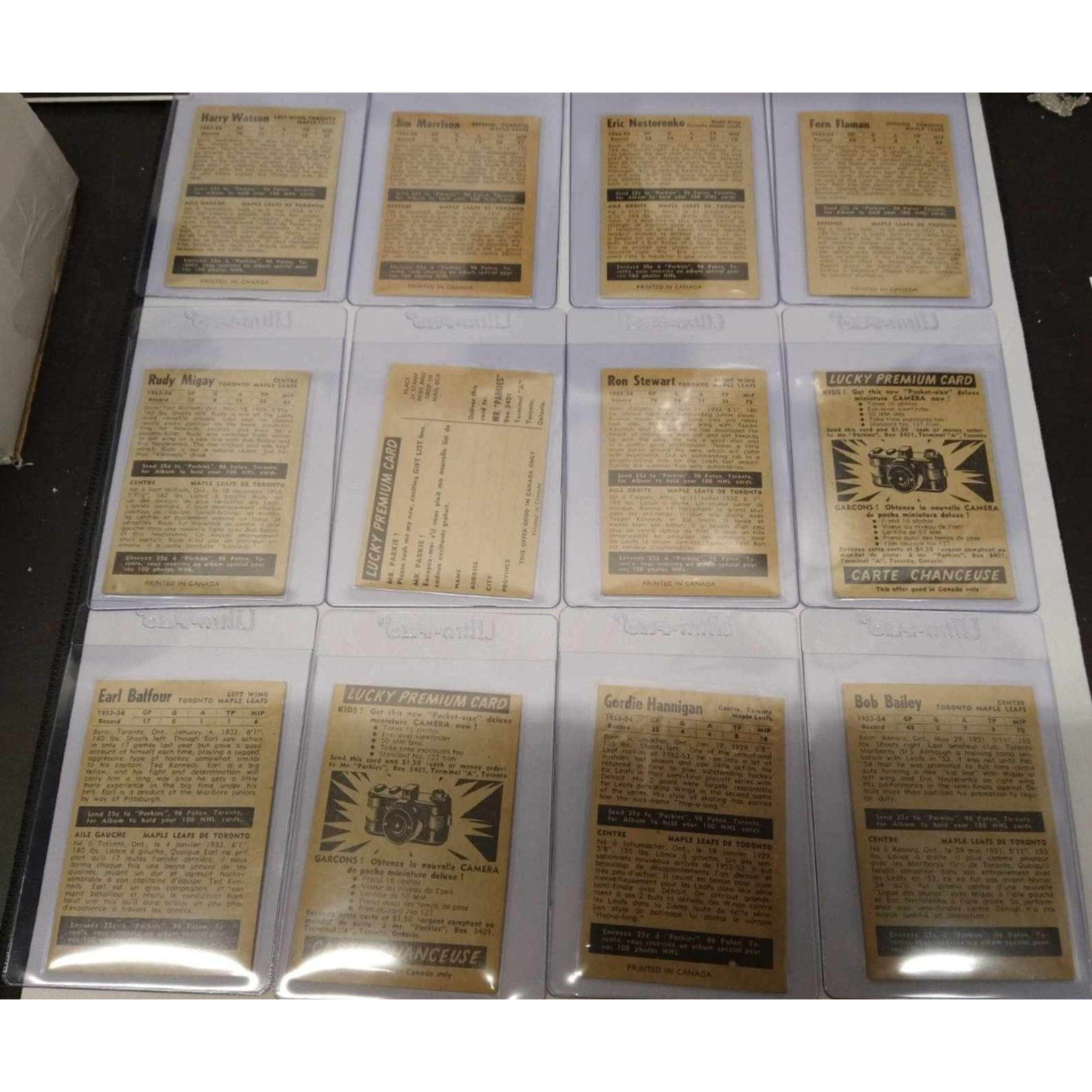 Hockey Hockey - Complete Set - 1954-55 Parkhurst (1-100) (6 Cartes Gradées PSA))