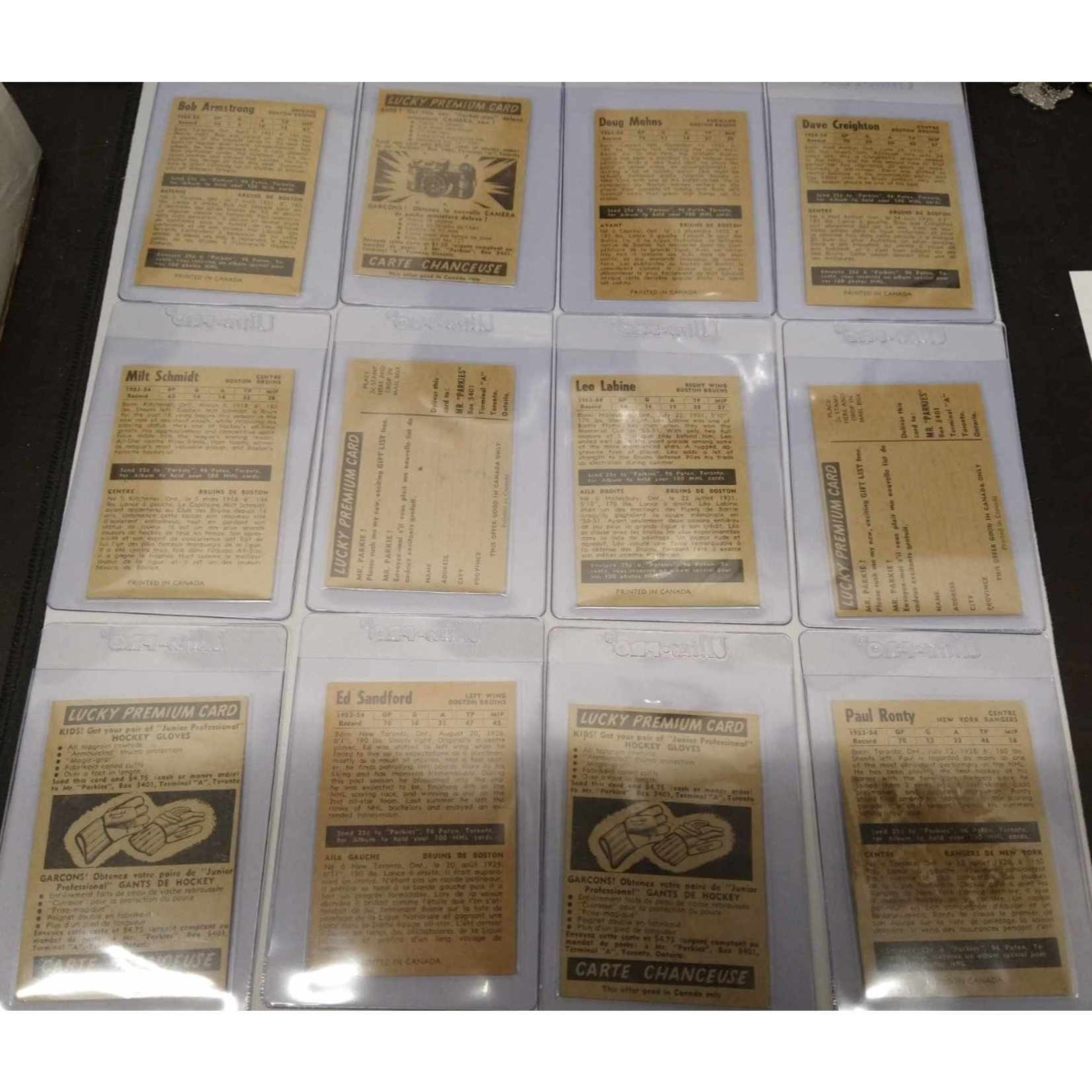 Hockey Hockey - Complete Set - 1954-55 Parkhurst (1-100) (6 Cartes Gradées PSA))