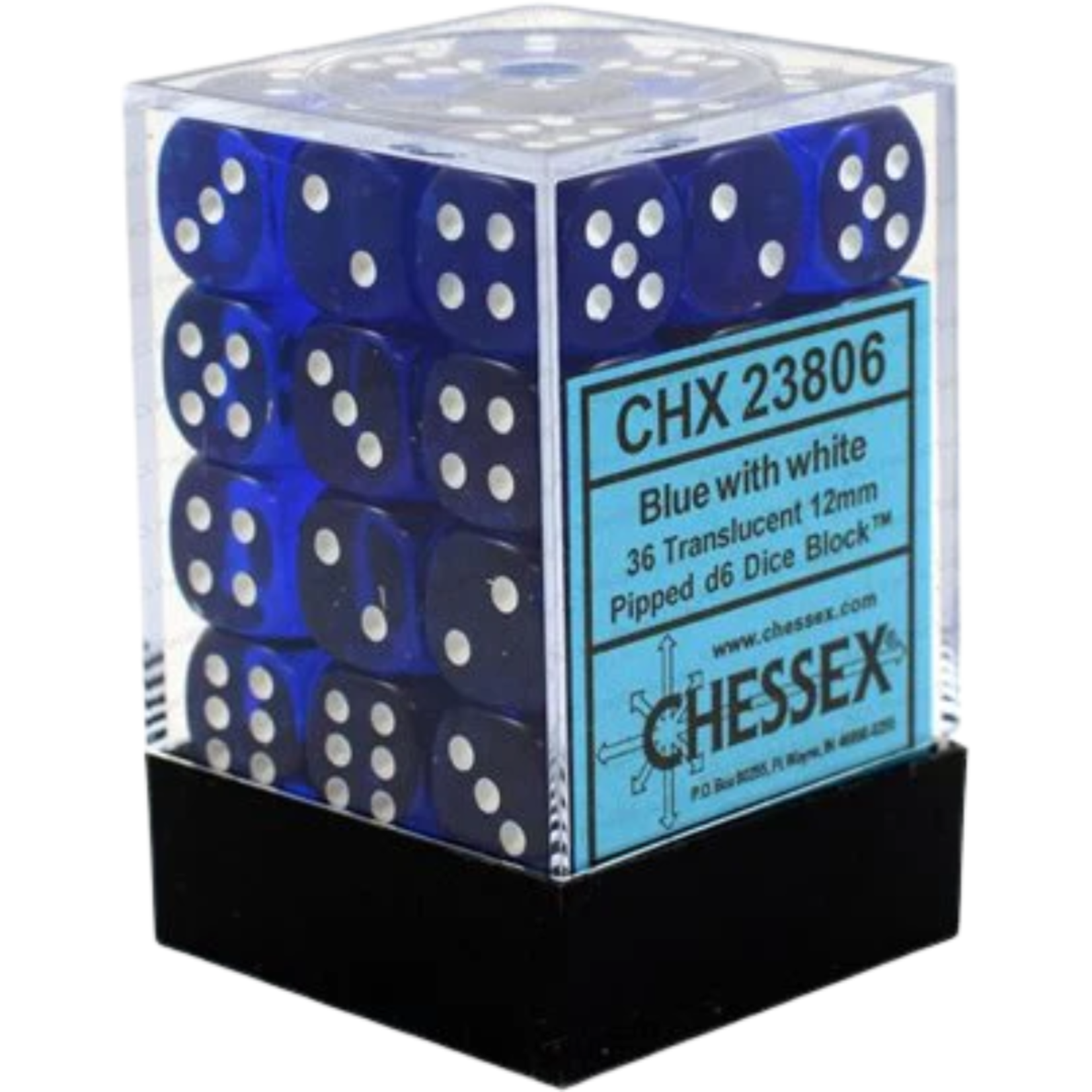 Accessoires Kit de Dés Chessex Translucent Blue/White 36d6