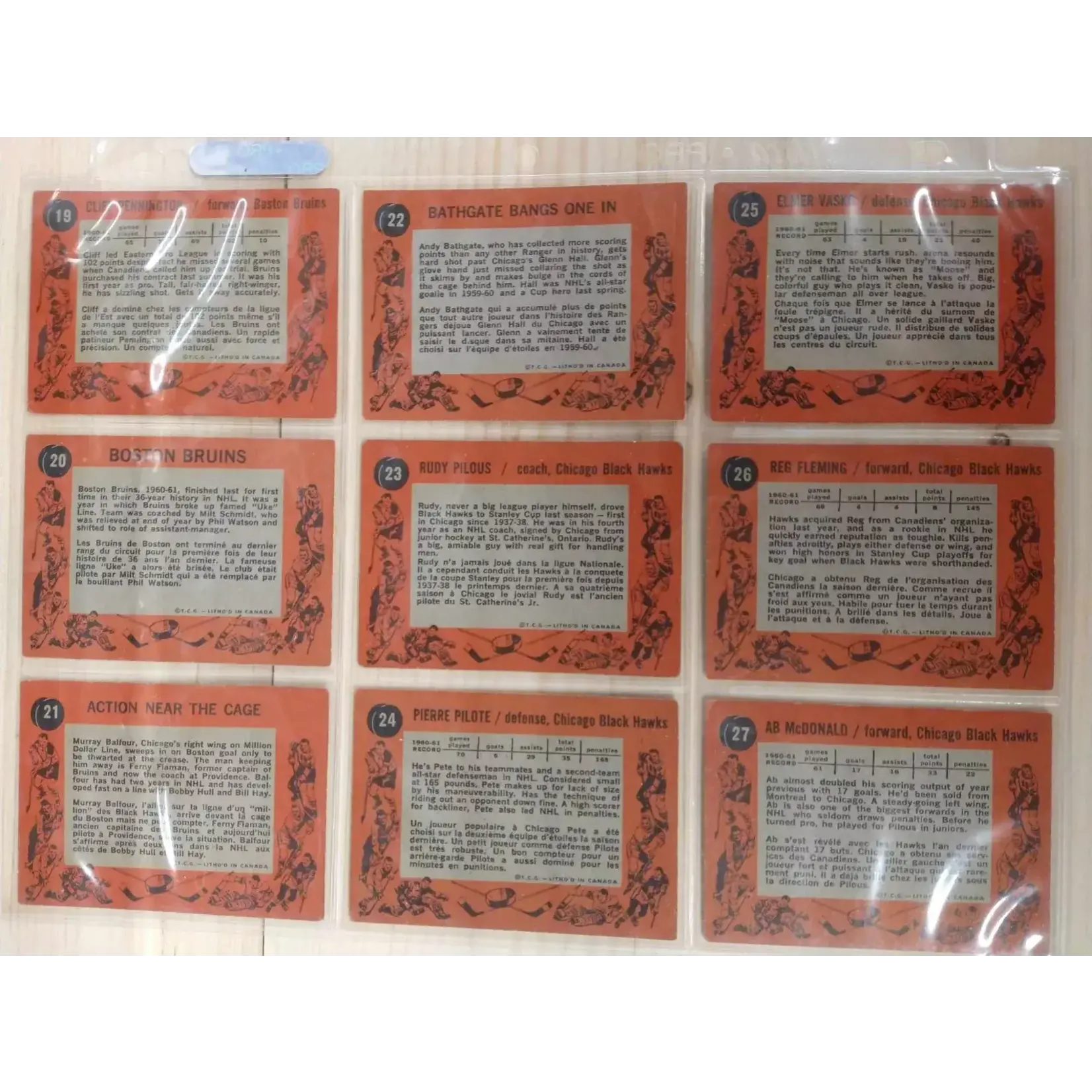 Hockey Hockey - Complete Set - 1961-62 Topps (1-66)