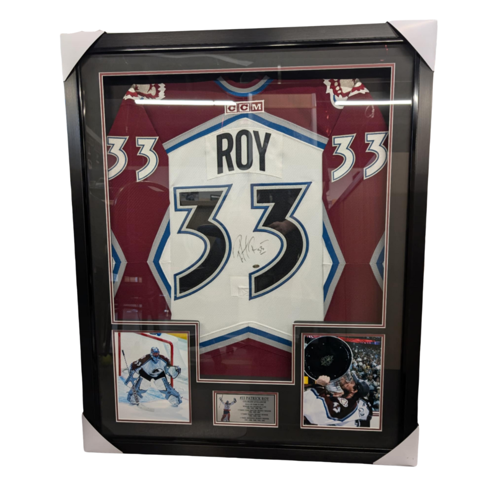 Hockey Cadre Jersey Autographié 35x43 - Patrick Roy