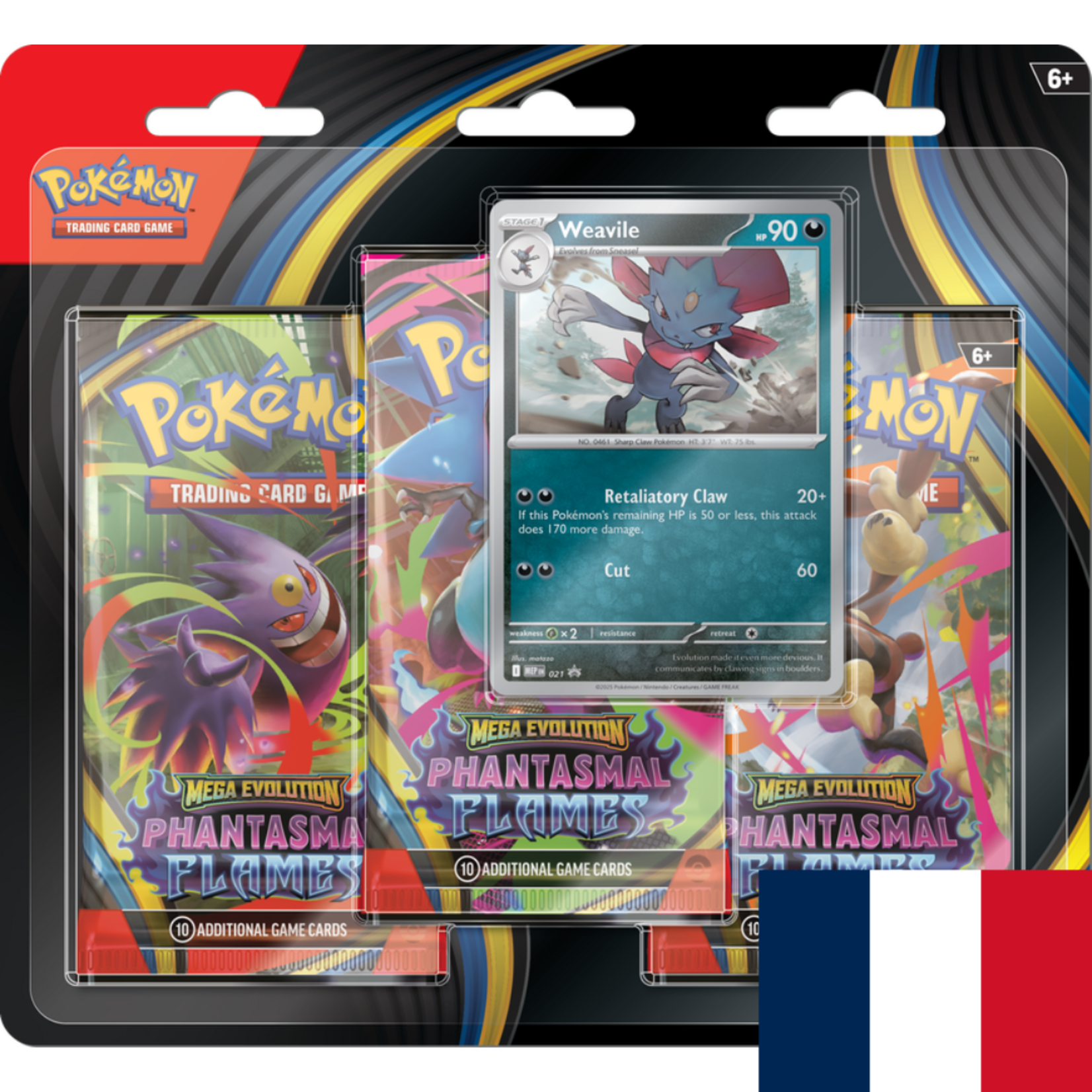 Pokemon ME02 - Phantasmal Flames - 3pk Blister (Weavile) - FRENCH
