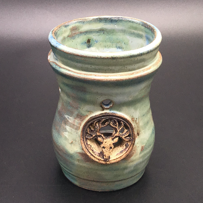 Oil Burner in Green with Horned Stag