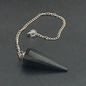 Black Agate 12 Faceted Pendulum