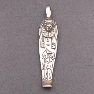 Mummiform Lioness Pendant in Sterling Silver