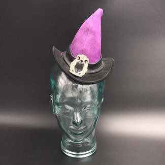 Mini Witch Topper in Black and Purple Leather