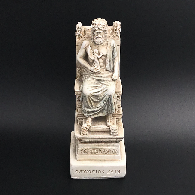 Zeus on Throne Statue - 6.5 Inches Tall - Made in Greece