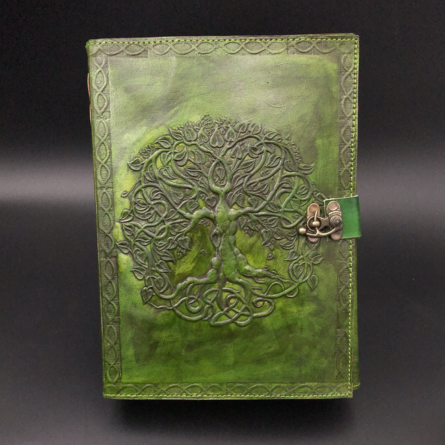 Small Detailed Celtic Knot Tree Journal in Green