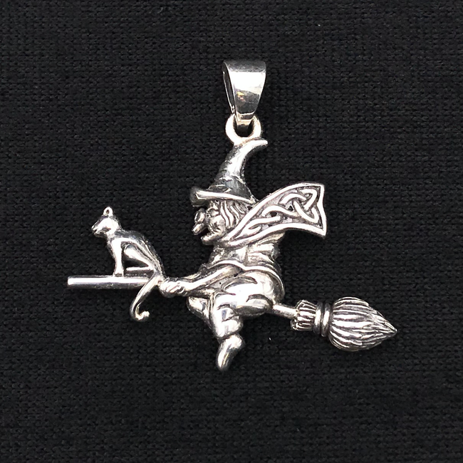 Witch Riding the Broom with Celtic Knot Work