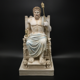 Zeus on Throne Statue - 10.2 Inches Tall - Made in Greece