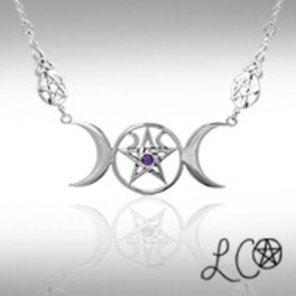 Laurie Cabotâ€™s Triple Moon Goddess Necklace with Amethyst