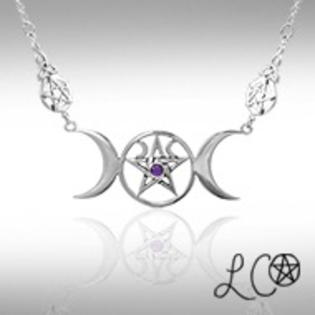 Laurie Cabot’s Triple Moon Goddess Necklace with Amethyst
